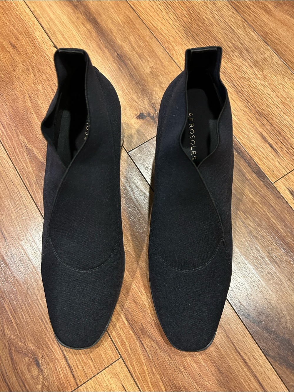 AEROSOLES Anini Wedge Black Slip-On Ankle Booties
